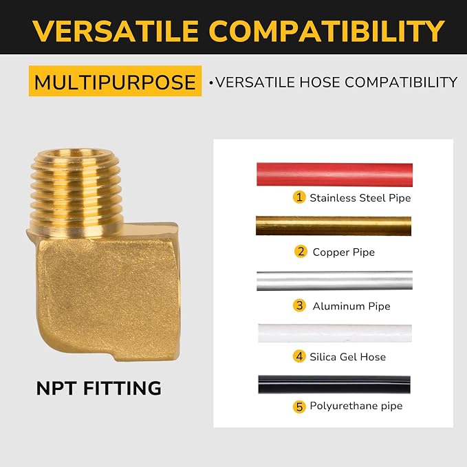 90 Degree Elbow, 1/4" NPT Male × 1/4" NPT Female Brass Pipe Fitting, Barstock - Image 7