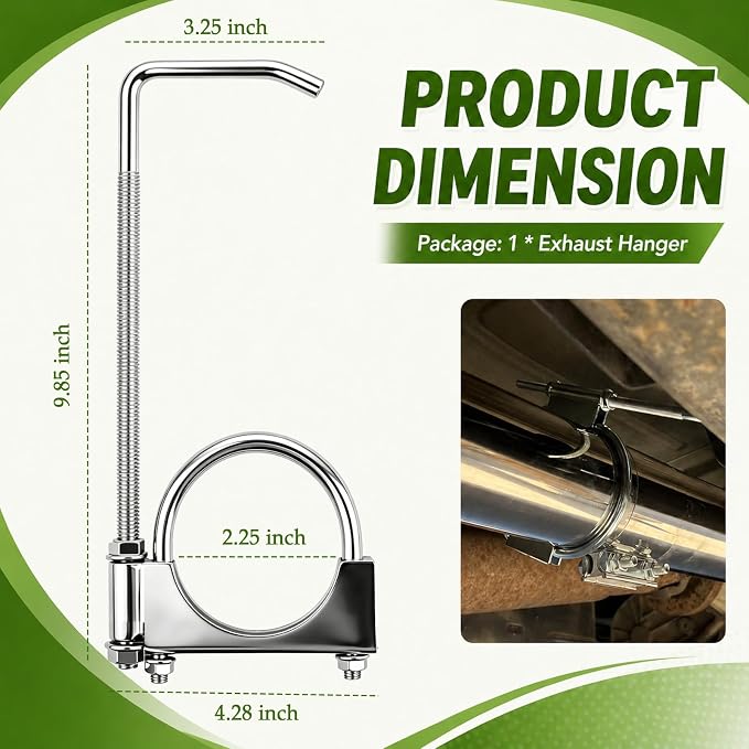 2.25 Inch Exhaust Hangers, Heavy Duty Adjustable 2.25 Exhaust Clamp - Image 2