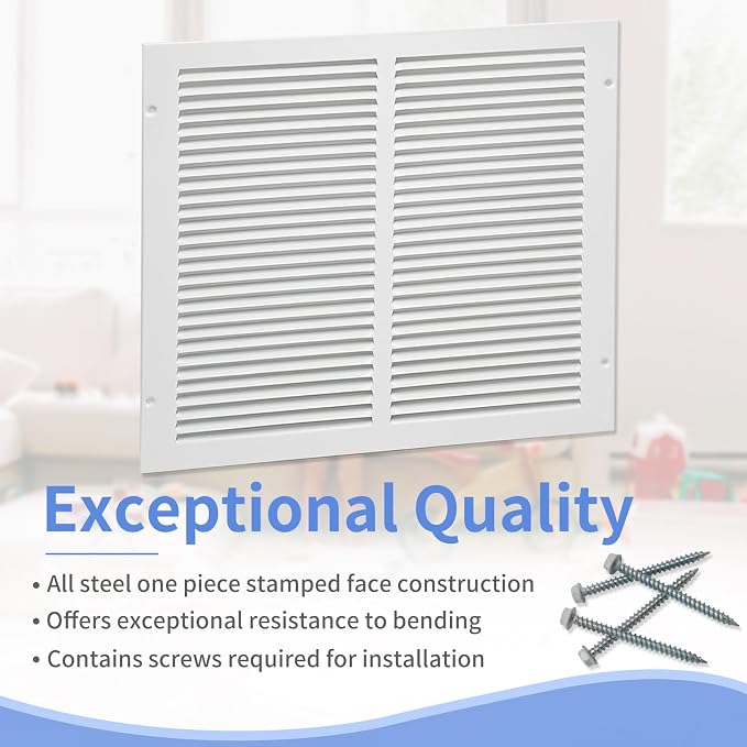 Howeall 14"W x 14"H Steel Return Air Grille, Air Return Vent Cover - Image 2