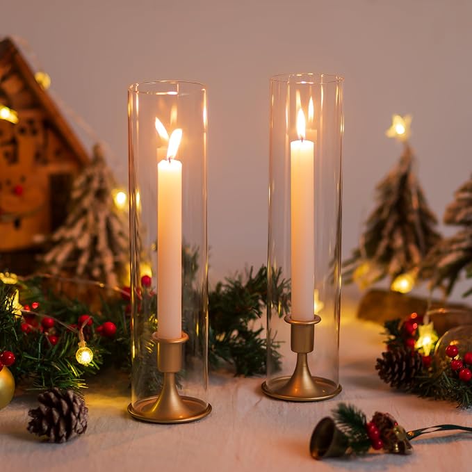 Romadedi Hurricane Candlestick Holders Gold, Taper Candle Holder, Matte Gold - Image 2