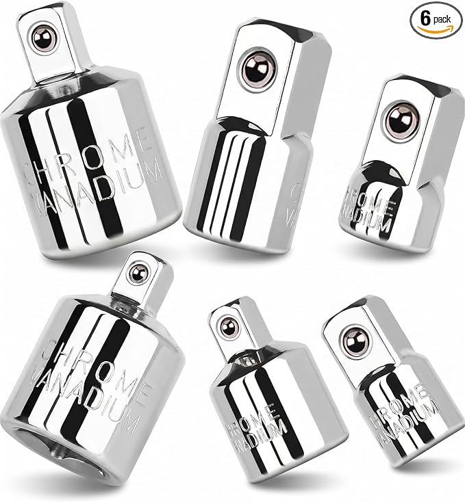 6 PCS Socket Adapter and Reducer Set, 1/4 to 3/8, 3/8 to 1/2, 1/4 to 1/2 Impact by Unknown