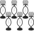 6 Pcs Black Elegant Metal Crystal Tea Light Candle Holders by kehail