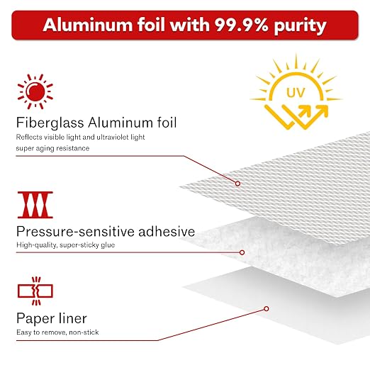 3" x 82Ft Aluminum Foil Heat Shield Tape Fiberglass Thermal Tape | High temp - Image 3