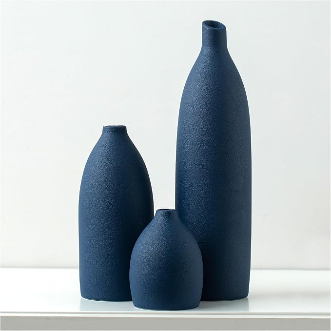 Mdaolv Matte Blue Vase Set Navy Blue Decor Coastal Decor Vases by Mdaolv