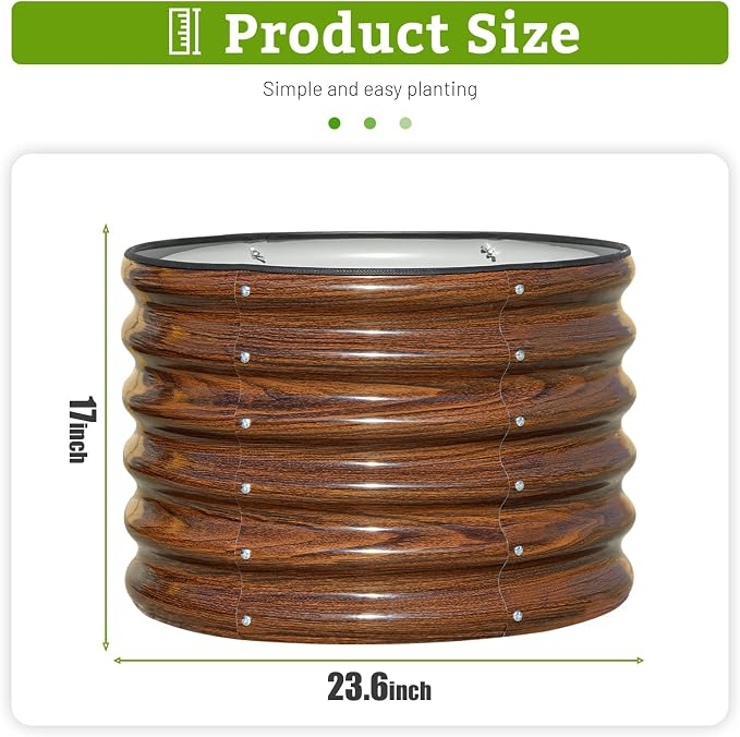 Raised Garden Bed, 2×2×1.5ft Round Galvanized Outdoor Planter Box - Image 3