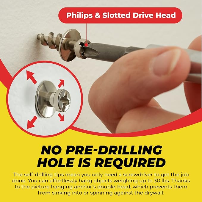 Double-Headed Wall Screw Anchors Picture Hooks - Image 3