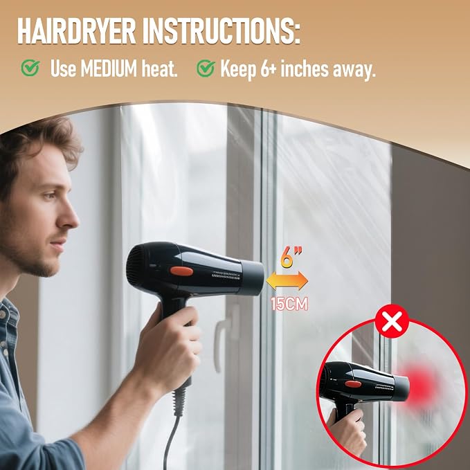Large Patio Door Shrink Film Window Insulation Kit Cuttable - Image 7