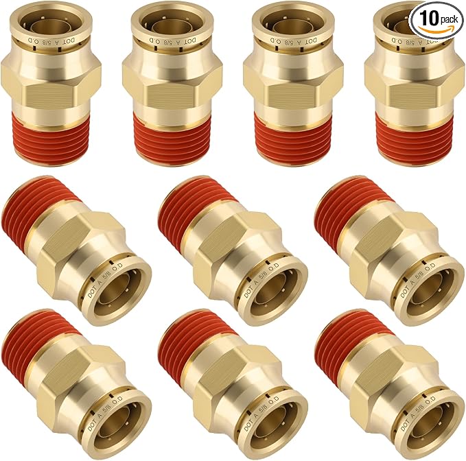 DOT Approved Male Straight Brass Union 5/8" Tube x 1/2" NPT, Quick Connect Union by BOERAY