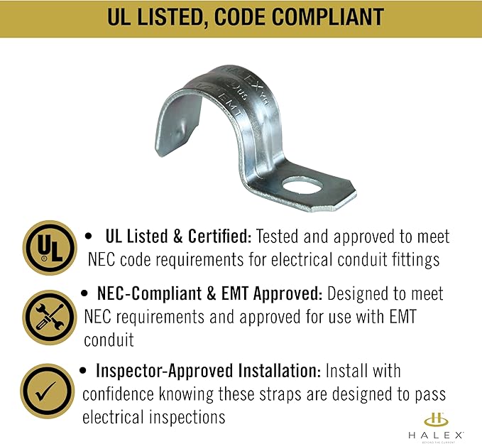 Halex 3/4 in. EMT Conduit Strap, One Hole, Galvanized Steel, 1-hole galvanized - Image 5