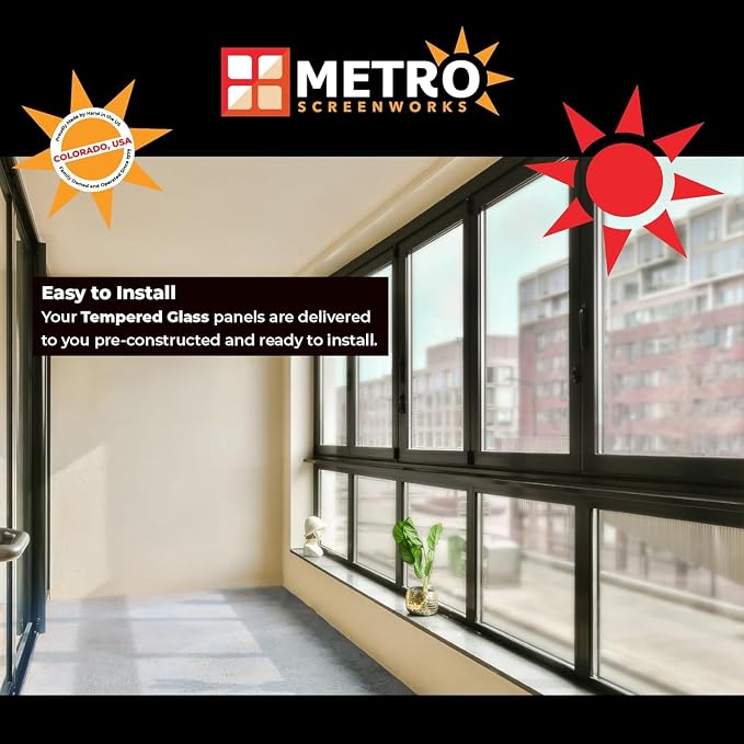 Metro Screenworks Framed Tempered Glass Panel, 24-1/2" x 6-1/4", Almond | - Image 3