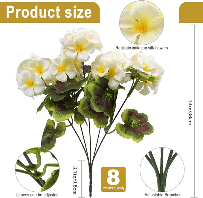 lovemoon 8 Pcs Artificial Geraniums - Image 2