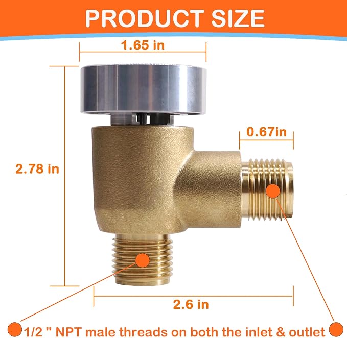 New Upgraded Brass RV Vacuum Breaker Check Valve, 571-VAC-CHK-A Camper RV Black - Image 3