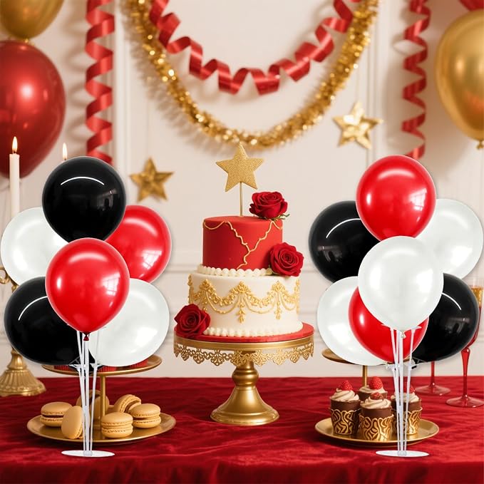TONIFUL 4 Set Black Red White Balloon Stand Balloon Centerpieces - Image 5