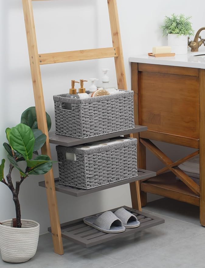 StorageWorks Wicker Storage Baskets, Rectangular Wicker Baskets - Image 7
