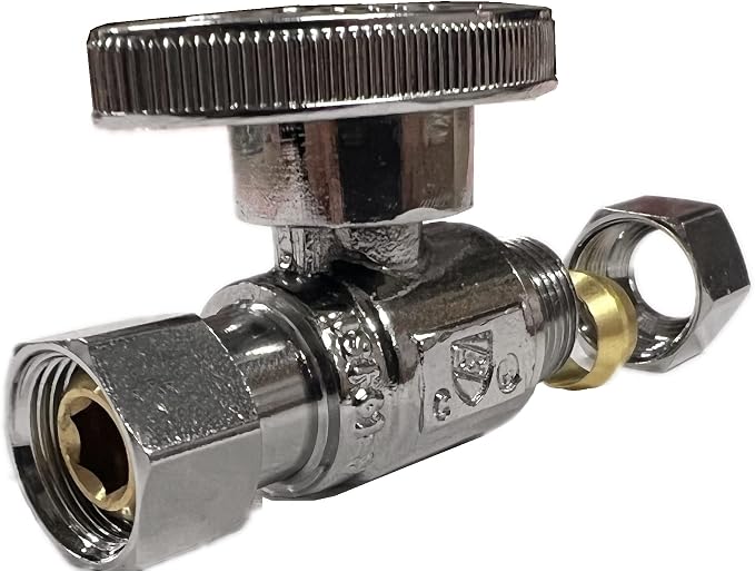 EZ-Fluid 3/8" O.D Female Compression x 3/8" O.D Male Comp. Brass Quarter Turn by EZ-FLUIDPlumbingProducts