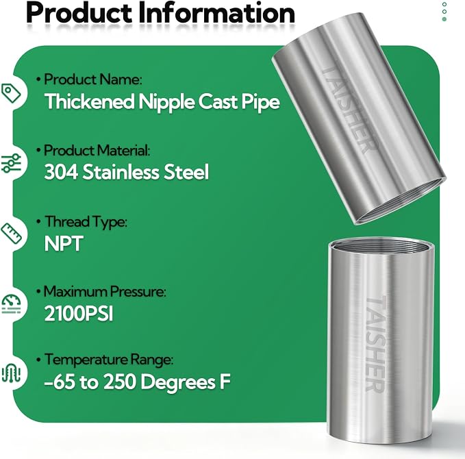 1pcs Thickened Nipple Cast Pipe 2" NPT Female - Image 3