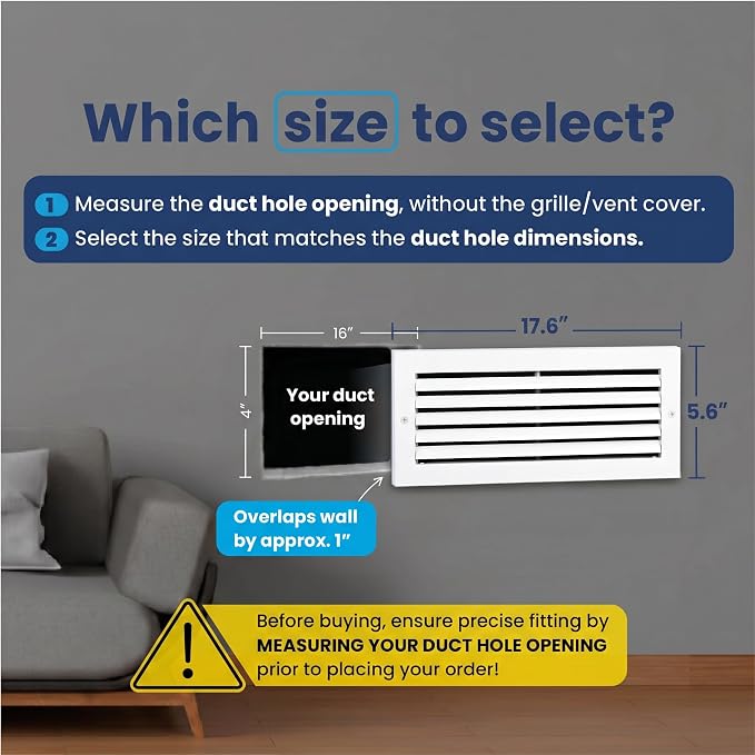 16x4 Aluminum Wall Ceiling Air Return Vent Cover HVAC Rustproof Grille - Image 2