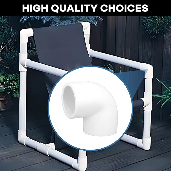 12 Pack 3/4 inch 90 Degree PVC Elbow Pipe Fittings, 2 Way Right Angle Furniture - Image 7