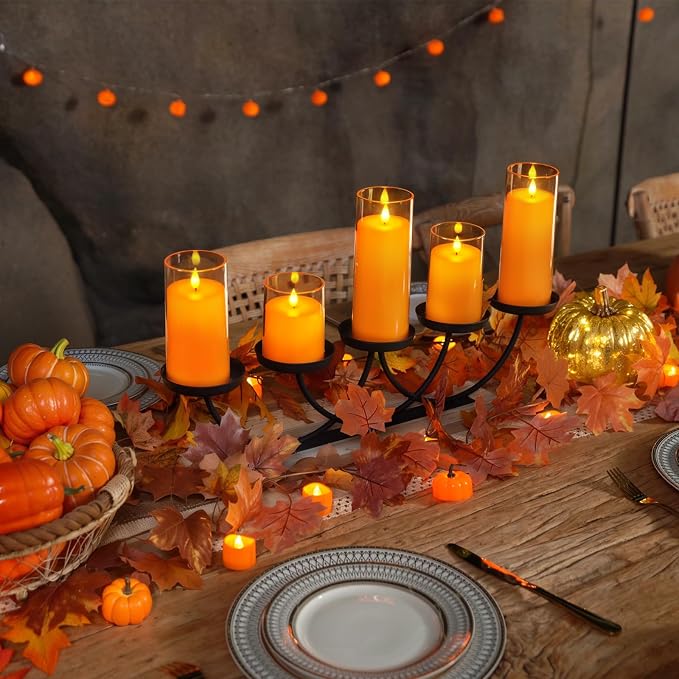 Homemory Halloween Orange Flameless Candles, Battery Operated LED Candles - Image 3