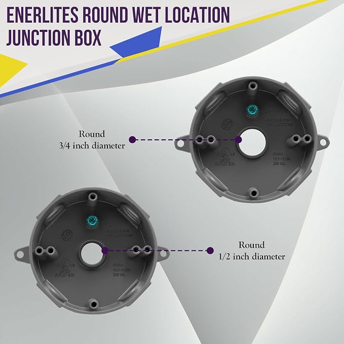 ENERLITES 4” Diameter Round Weatherproof Outlet Box - Image 5
