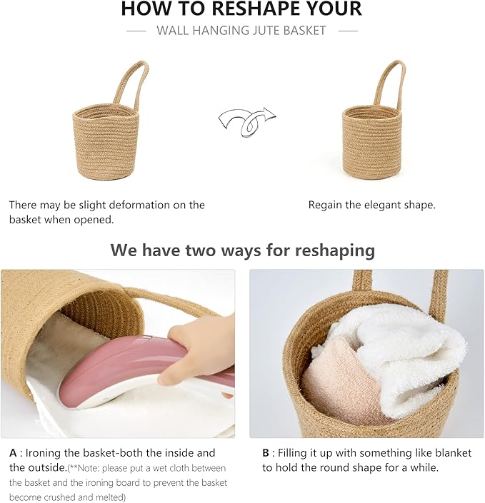 Dahey 2 Pack Woven Hanging Wall Basket 6.5"W×7"H - Image 5