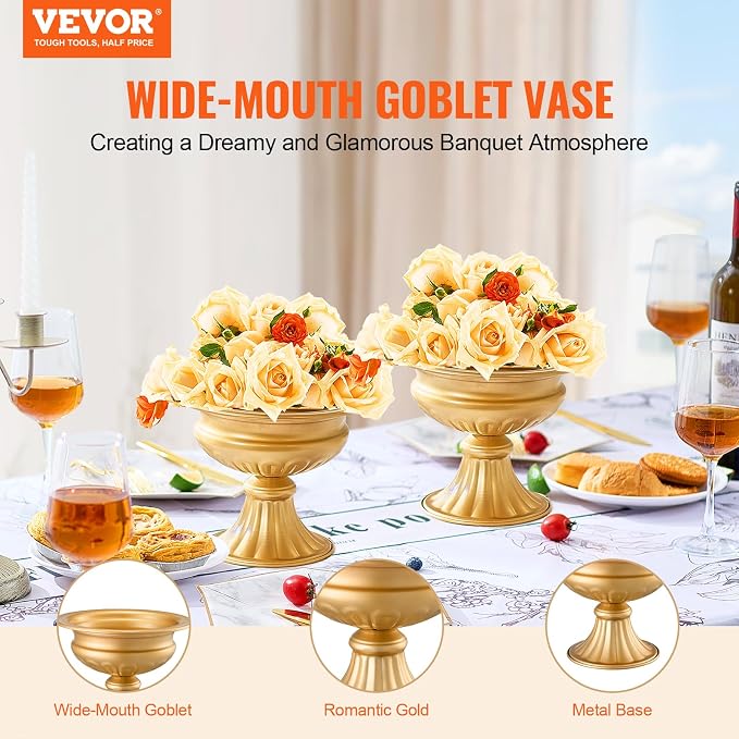 VEVOR 10PCS 16cm/6.3” Tall Wedding Flower Vase, Metal Wedding Centerpiece - Image 2