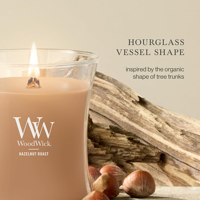 WoodWick Hazelnut Roast Medium Hourglass Candle - Image 4