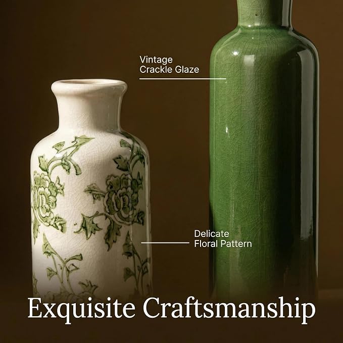 Rustic Ceramic Vase Set of 3, Flower Vases - Image 2
