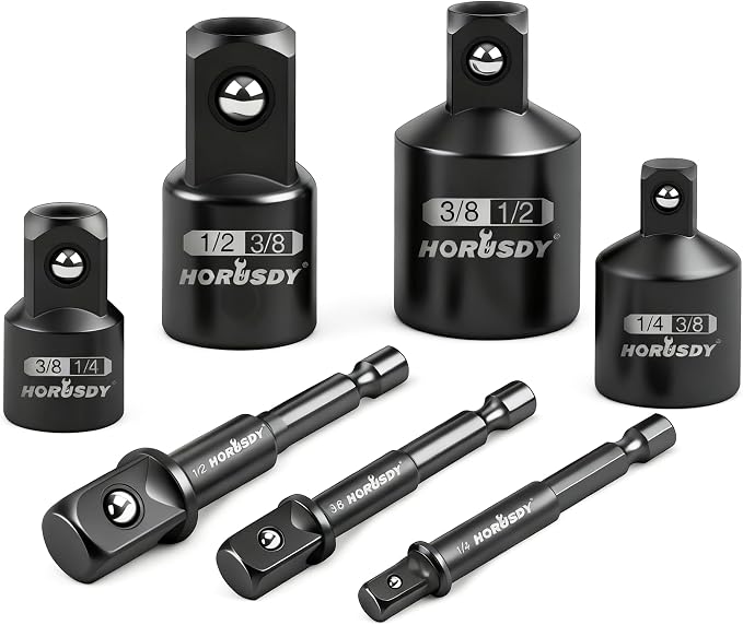 HORUSDY 7 Piece Impact Sockets Adapter Set, Hex Shank Socket to Drill Adapter by HORUSDY