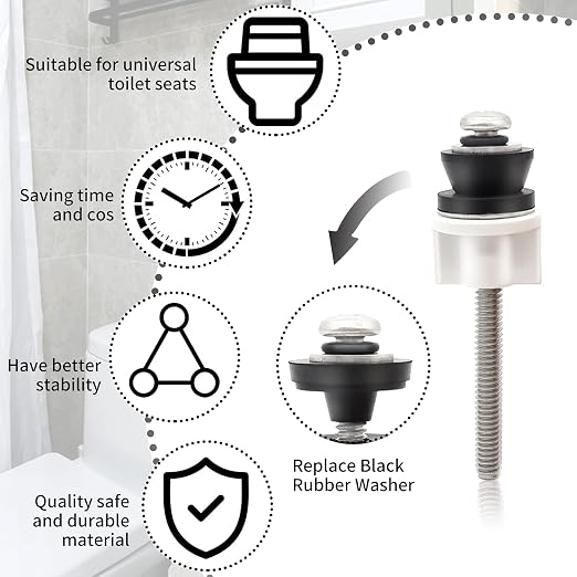 Universal Toilet Seat Hinge Bolts Kit, Heavy Duty Toilet Bolts, Waterproof - Image 5
