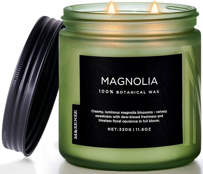 M&SENSE Magnolia Jasmine Scented Candles, 11.6oz 70 Hours Natural Soy Wax | by MSENSE