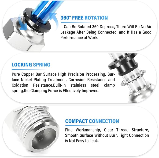 TAILONZ PNEUMATIC Male Straight 3/8 Inch Tube OD x 1/4 Inch NPT Thread Push to - Image 3