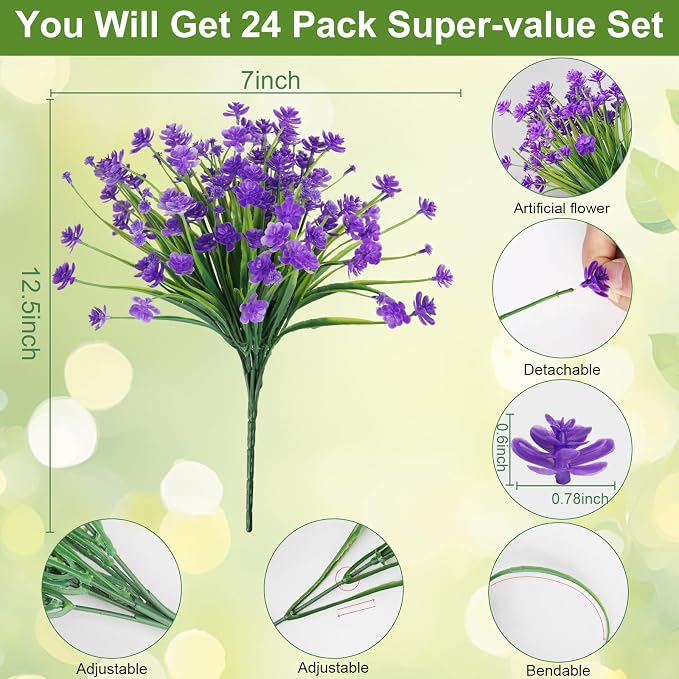 LELEE 24 Bundles Artificial Flowers - Image 8