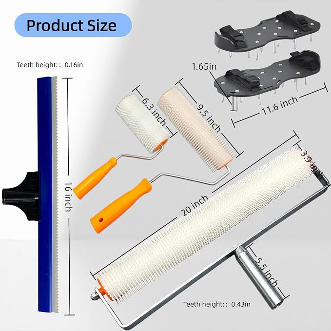 Self Leveling Cement Epoxy Flooring Tool Kit Includes 20/9/ 6in Spiked Roller - Image 2