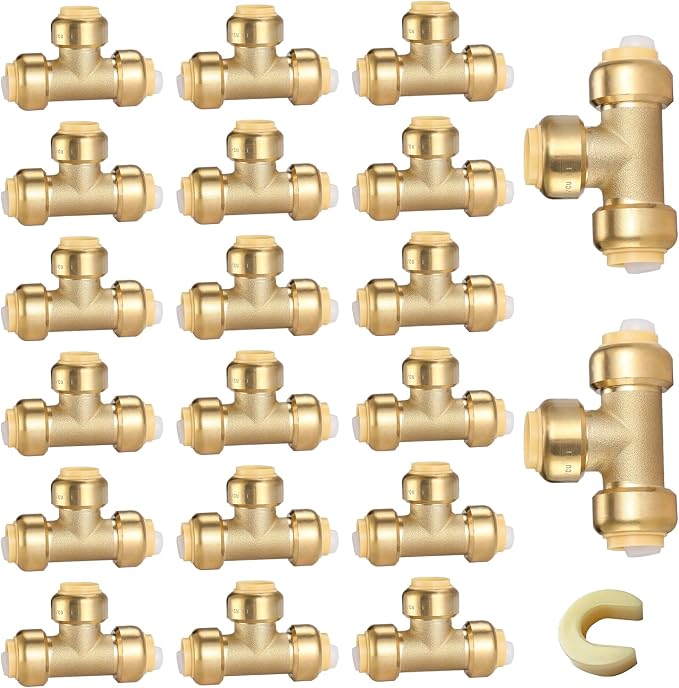 20PC HeSun 3/4" Pushfit Tee, Push to Connect Plumbing Fittings | Brass Push-fit by HeSun