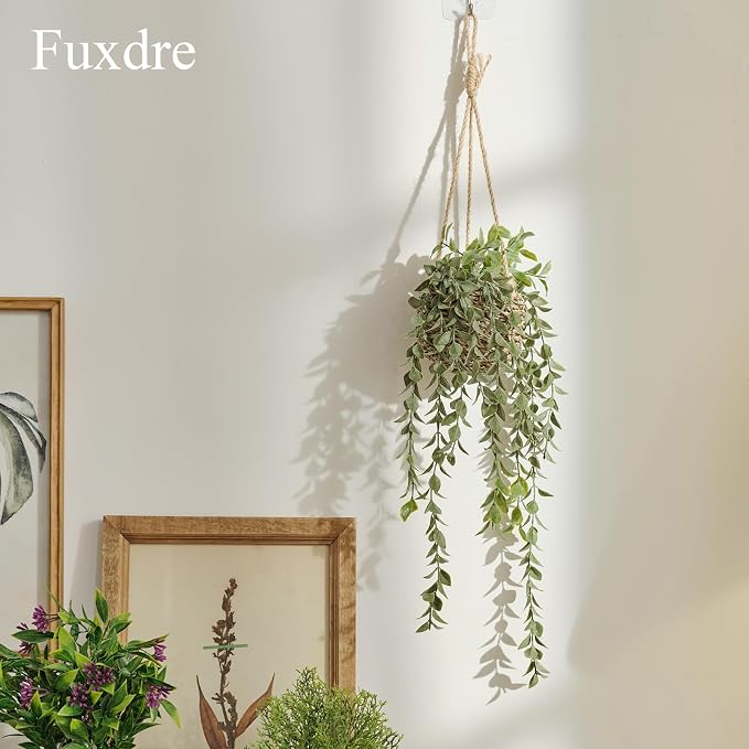 3 Pack Mini Artificial Hanging Greenary Fake Hanging Plants in Basket - Image 8