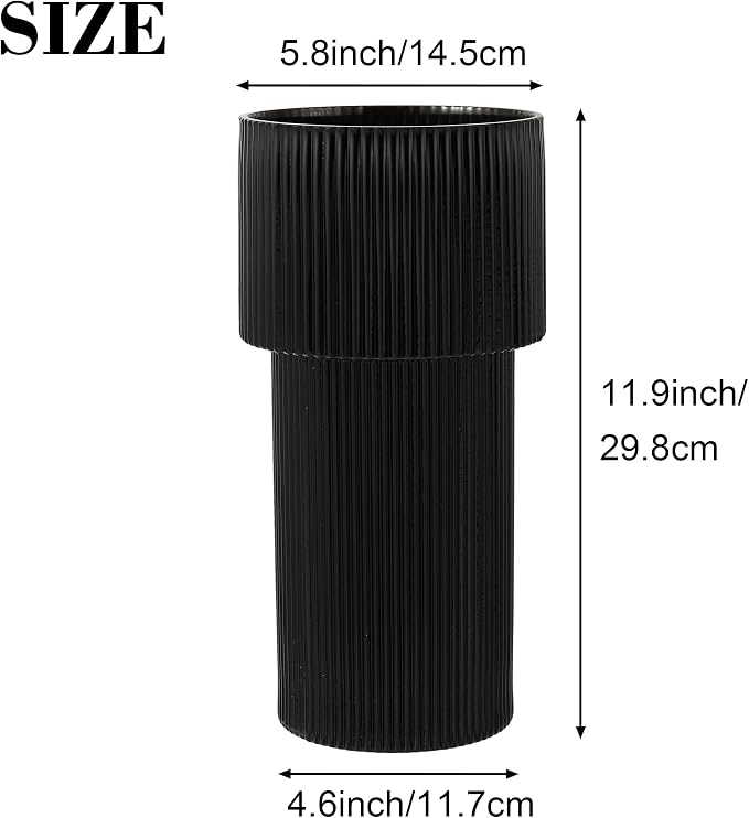 Black Glass Vase, 12 Inches Tall Vase - Image 6