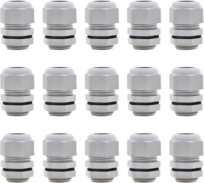 AnRui 15Pcs Waterproof NPT Cable Glands 3/4” Grey Nylon Adjustable Cable Gland by AnRui