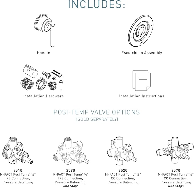 Moen Gibson Pressure Balancing Modern Shower Lever Handle, Posi-Temp Valve - Image 2