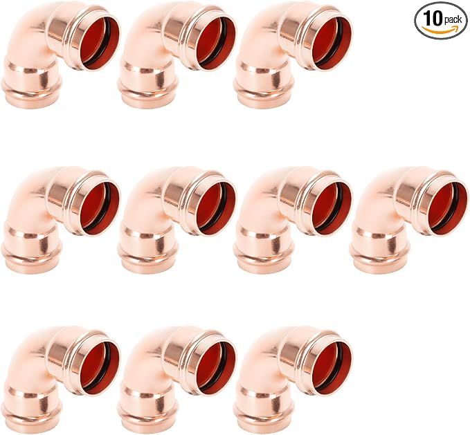 Copper Press Fittings 90 degree Elbow 3/4 inch x 3/4 inch 10 Pack by CherboHome