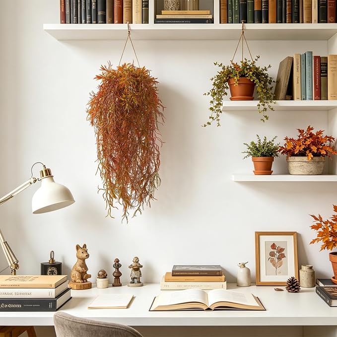 4Pcs Autumn Fake Hanging Fern Plants - Image 2