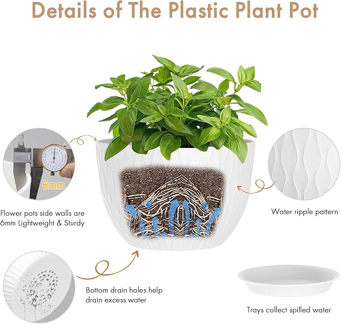 WSMKSZ 12 Inch Large Plant Pots - Image 3