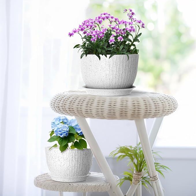 Meowell 12/10/9 inch Large Flower Pots, 3 Set Big Plant Pots - Image 7