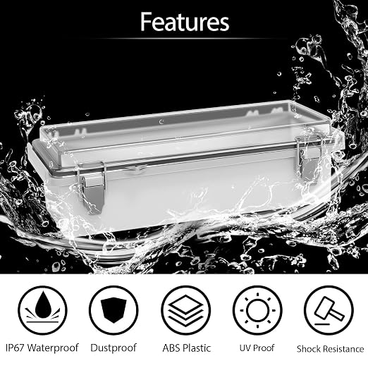 Electrical Box, IP67 Waterproof Hinged Clear Cover Stainless Steel Latch - Image 3