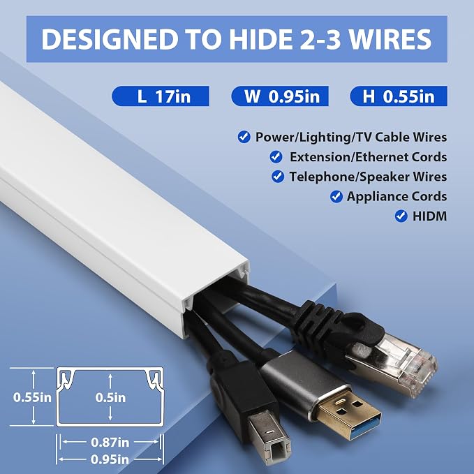 170in Wall Cable Hider Kit, Cord Hider Wall Cord Cover - Image 2