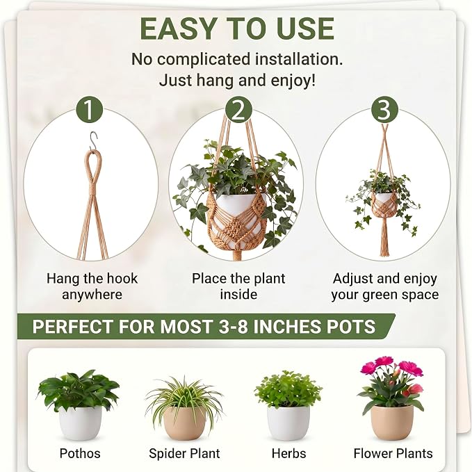 Shappy 2 Pack Boho Macrame Plant Hanger - Image 3