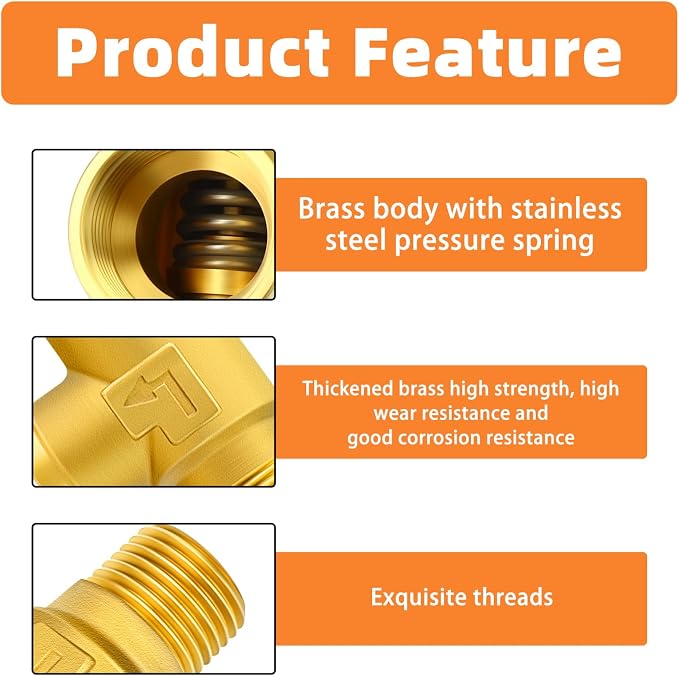 GASHER 1PCS Brass Temperature Pressure Relief Valve - Image 4