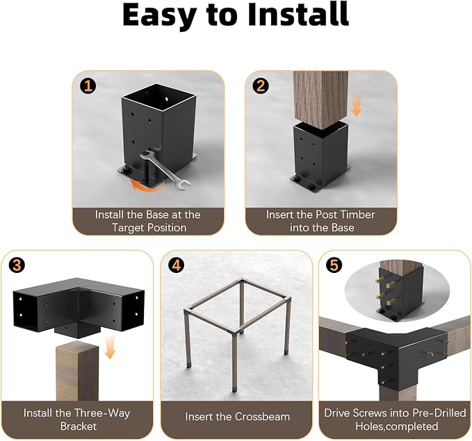 Pergola Kit, 3-Way Pergola Brackets - Image 5