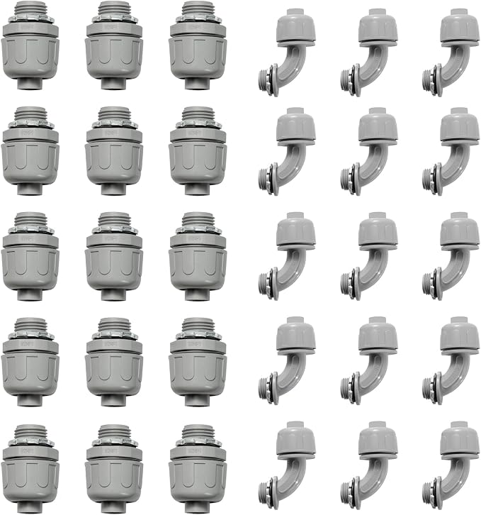 Conduit Connectors, 1/2 Inch Liquid Tight Connector NPT Non-Metallic by HDHAODA
