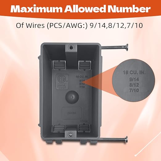 12PACK 18 Cu. in 1 Gang Electrical Box, PVC New Work Outlet Box, Single Gang - Image 4